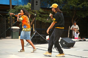 Hip hop performers on stage