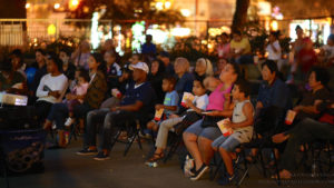 Residents gathered at a summer movie screening