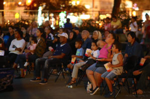Residents gathered at a summer movie screening