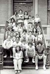 Residents on the steps of St. Mary's Rectory